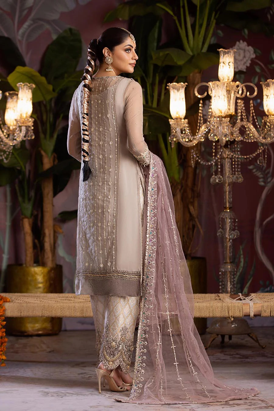 P-258 - Beige - Readymade - Khuda Baksh Suit - Memsaab Online