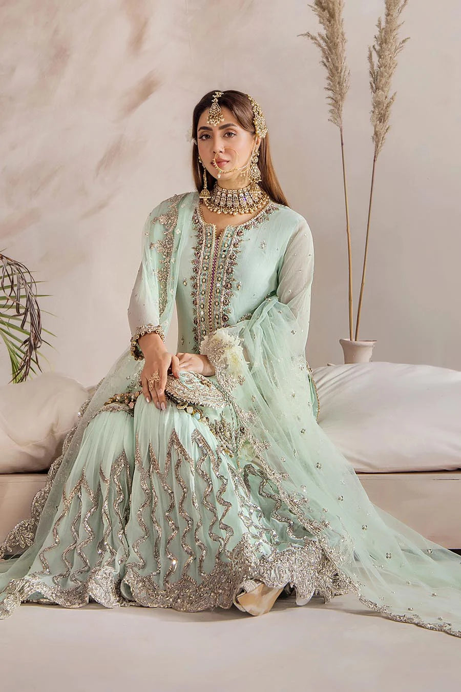 P-267 - Readymade - Mint - Khuda Baksh Outfit - Memsaab Online