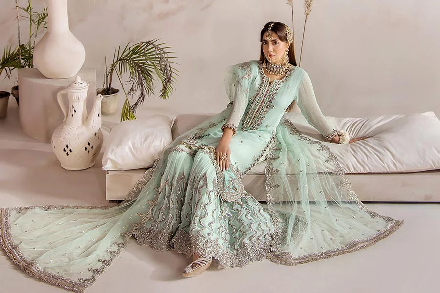 P-267 - Readymade - Mint - Khuda Baksh Outfit - Memsaab Online