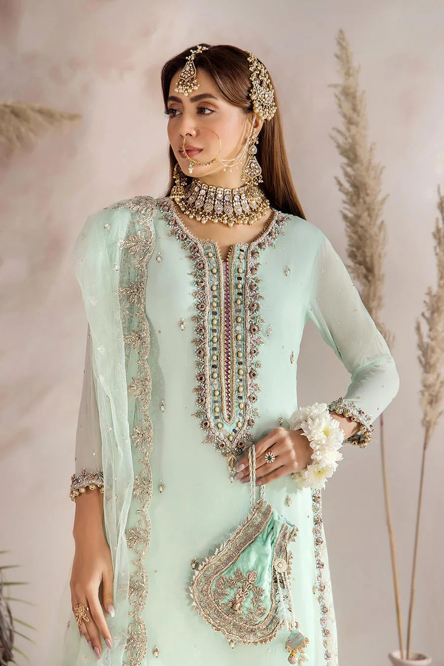 P-267 - Readymade - Mint - Khuda Baksh Outfit - Memsaab Online