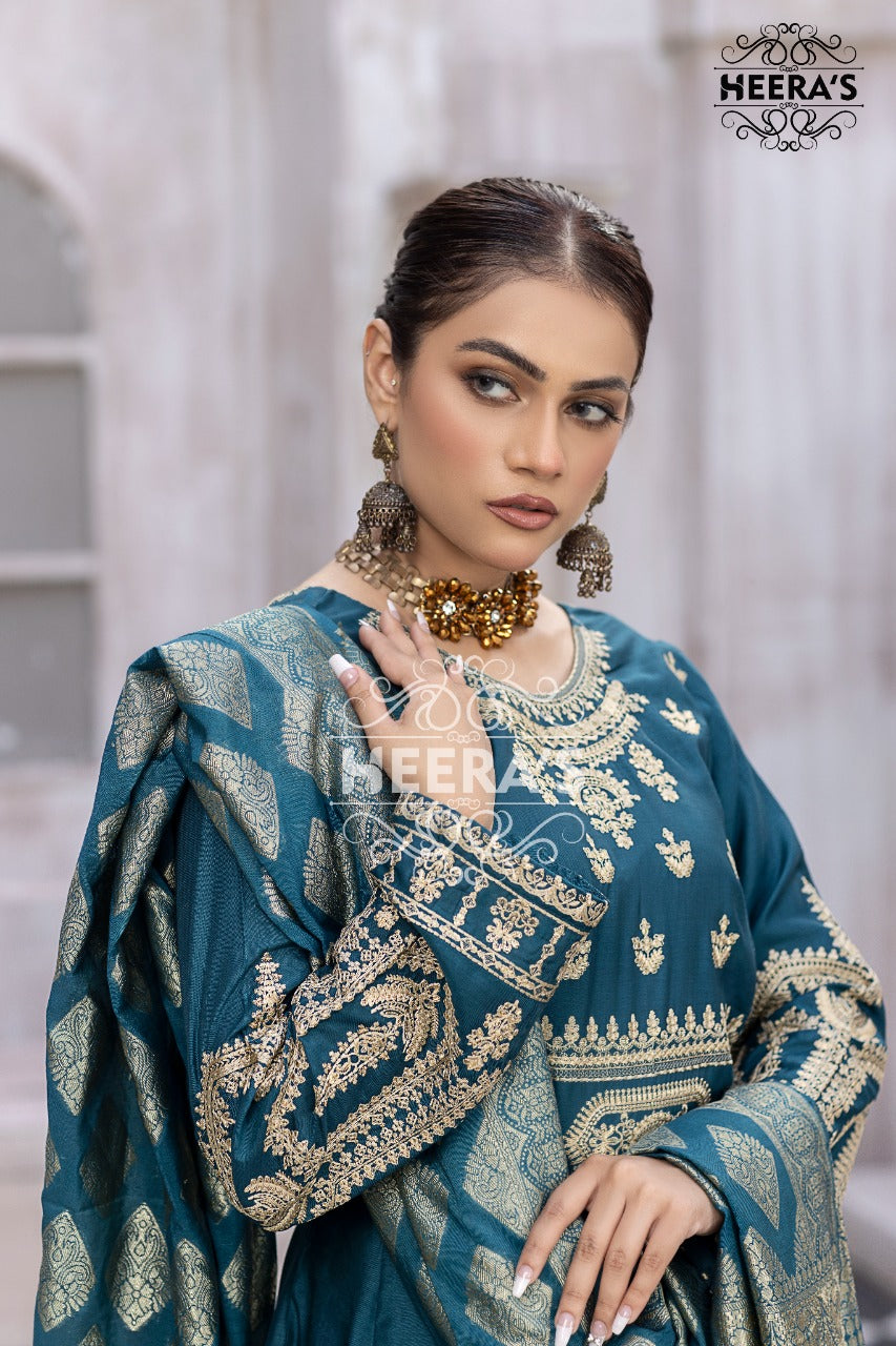 HSS-15 Mahrani Readymade Teal Dress - Memsaab Online