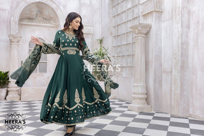 HSS-15 Mahrani Readymade Green Dress - Memsaab Online