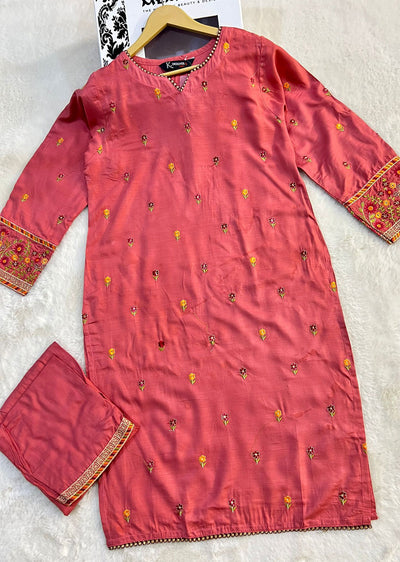 Mystery Suit Pink Readymade 2 Piece Linen Co-ord - Memsaab Online