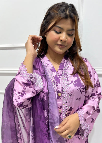 RGZ3002 Readymade Pink Hania Silk Outfit - Memsaab Online