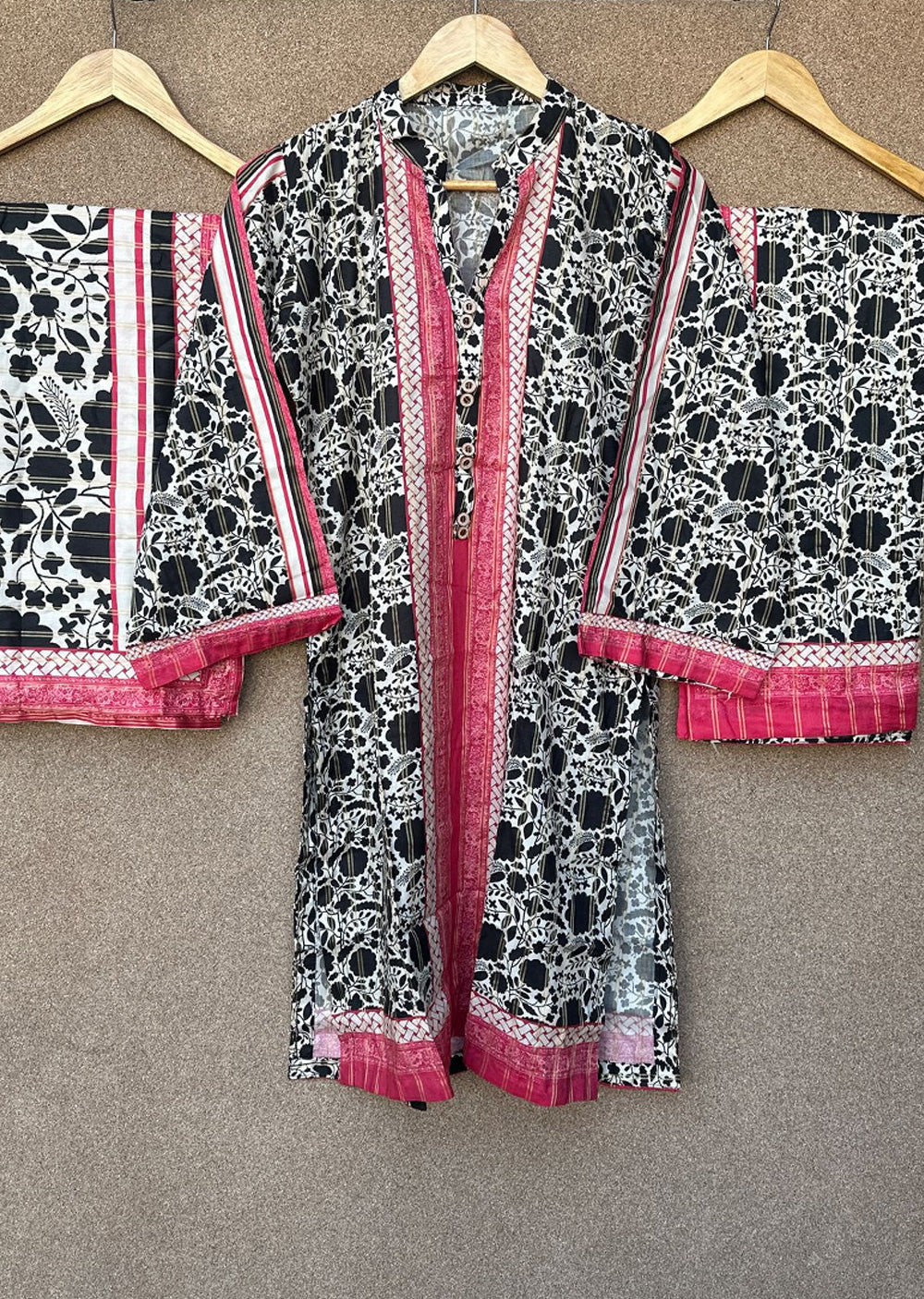SLMN-04 - Pink/White - Readymade - Raaz Linen Suit 2025 - Memsaab Online