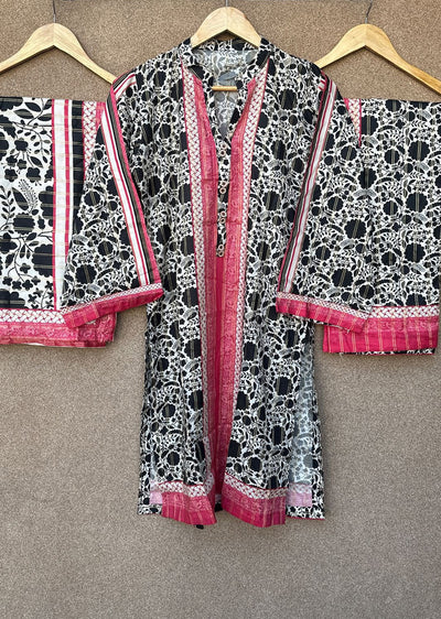 SLMN-04 - Pink/White - Readymade - Raaz Linen Suit 2025 - Memsaab Online