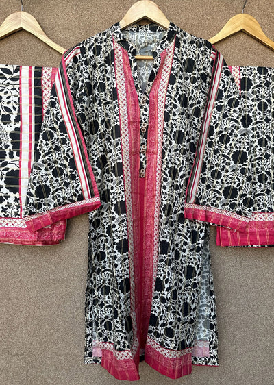 SLMN-04 - Pink/White - Readymade - Raaz Linen Suit 2025 - Memsaab Online