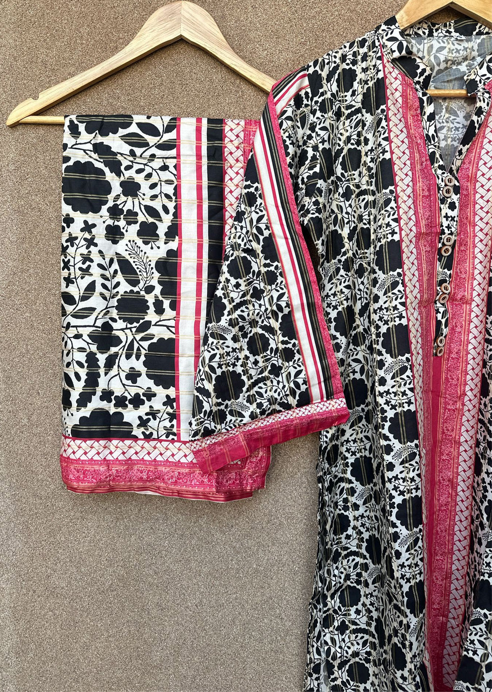 SLMN-04 - Pink/White - Readymade - Raaz Linen Suit 2025 - Memsaab Online