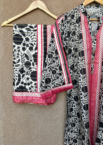 SLMN-04 - Pink/White - Readymade - Raaz Linen Suit 2025 - Memsaab Online