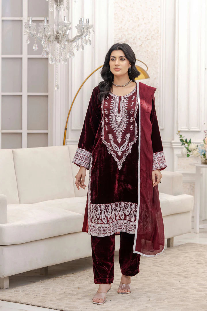 RGZ7110 Readymade - Luxury winter Velvet Suit 2025 - Memsaab Online