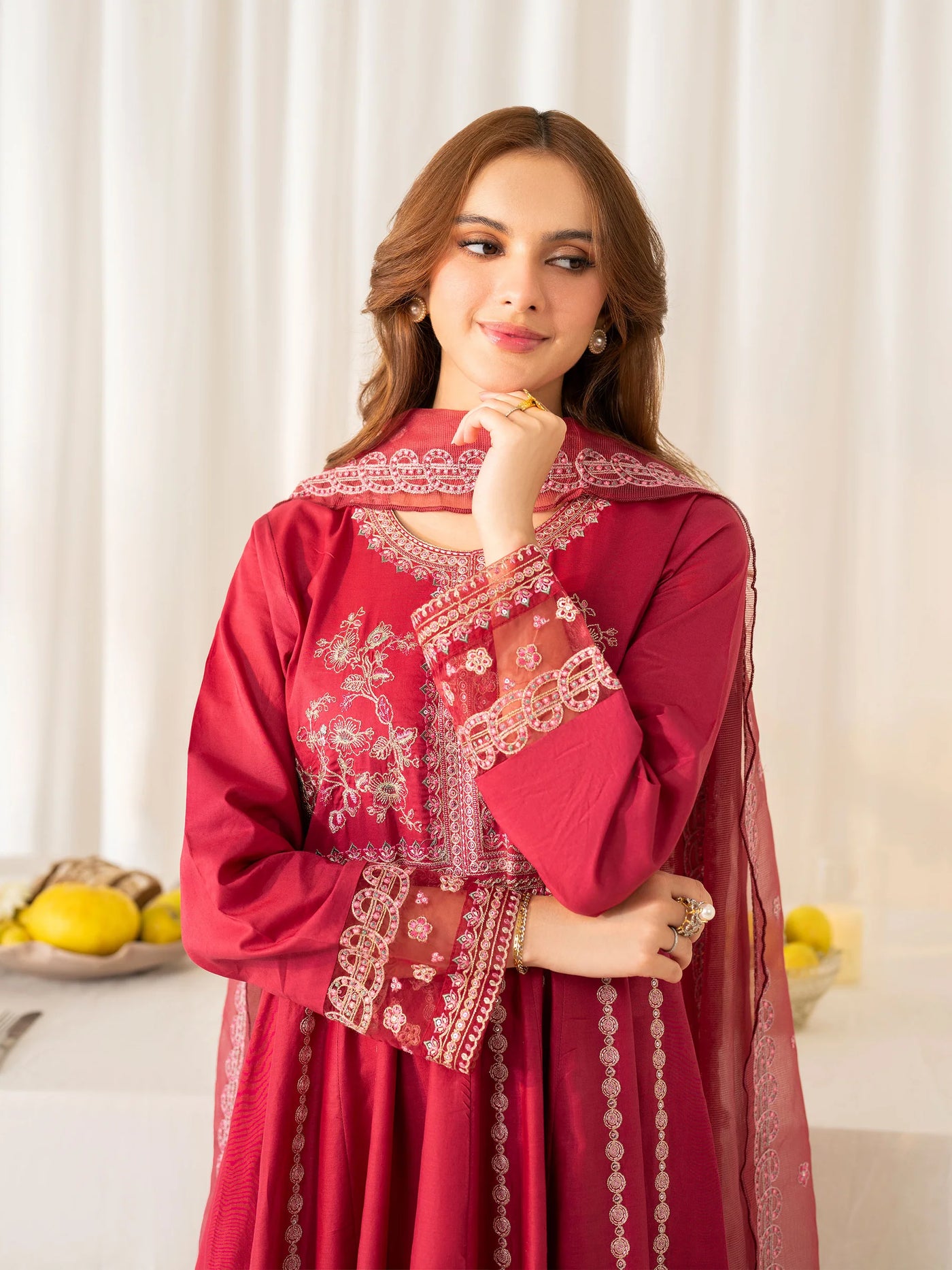 raniyah Garnet - Readymade 3 Piece – Memsaab