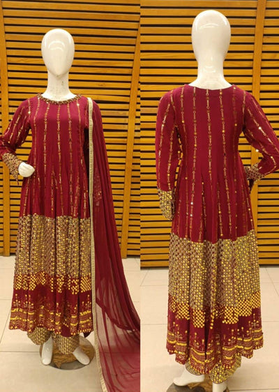 AL-3825 Readymade Maroon Ally's Dress - Memsaab Online