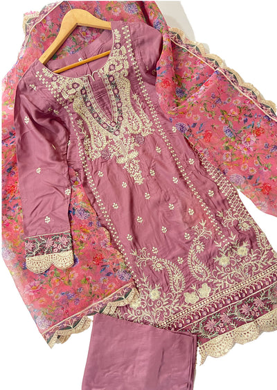 RGZ1401 Readymade Pink Linen suit - Memsaab Online