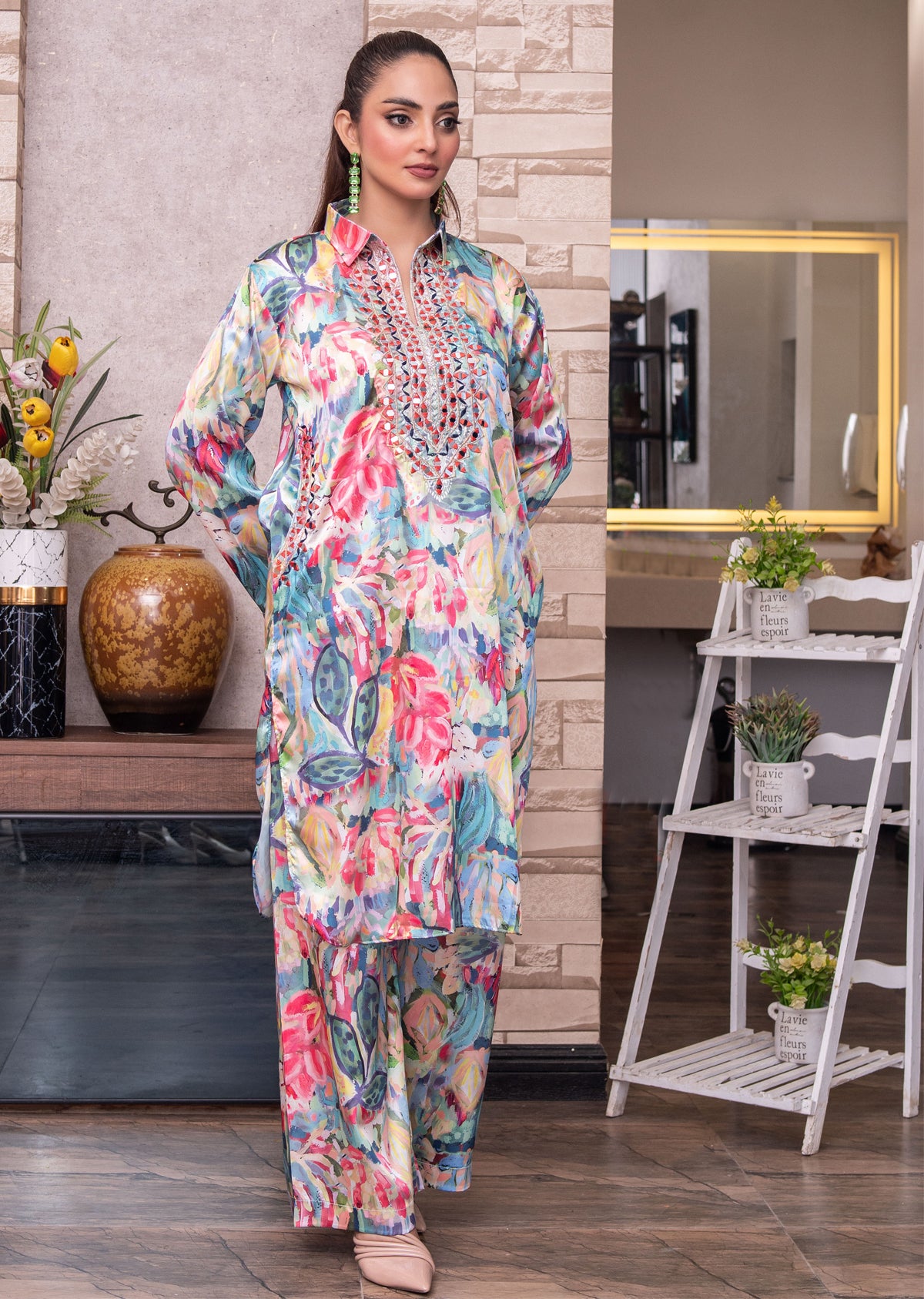 SMR3104 - Readymade Silk 2 Piece Suit - Memsaab Online
