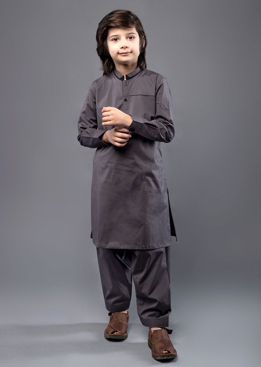 SPL2001 Readymade Grey Boys Kurta Shalwar - Memsaab Online