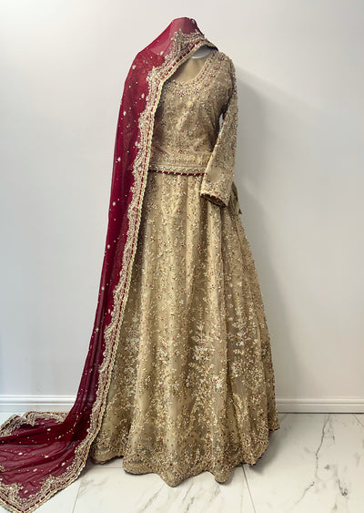 SRB3240 - Gold - Sehrish B Maxi Dress - Memsaab Online