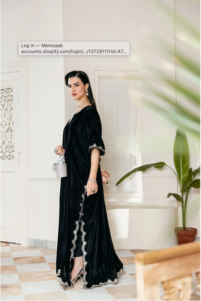 AIN-201 Ain Luxury Velvet Poocho - Memsaab Online