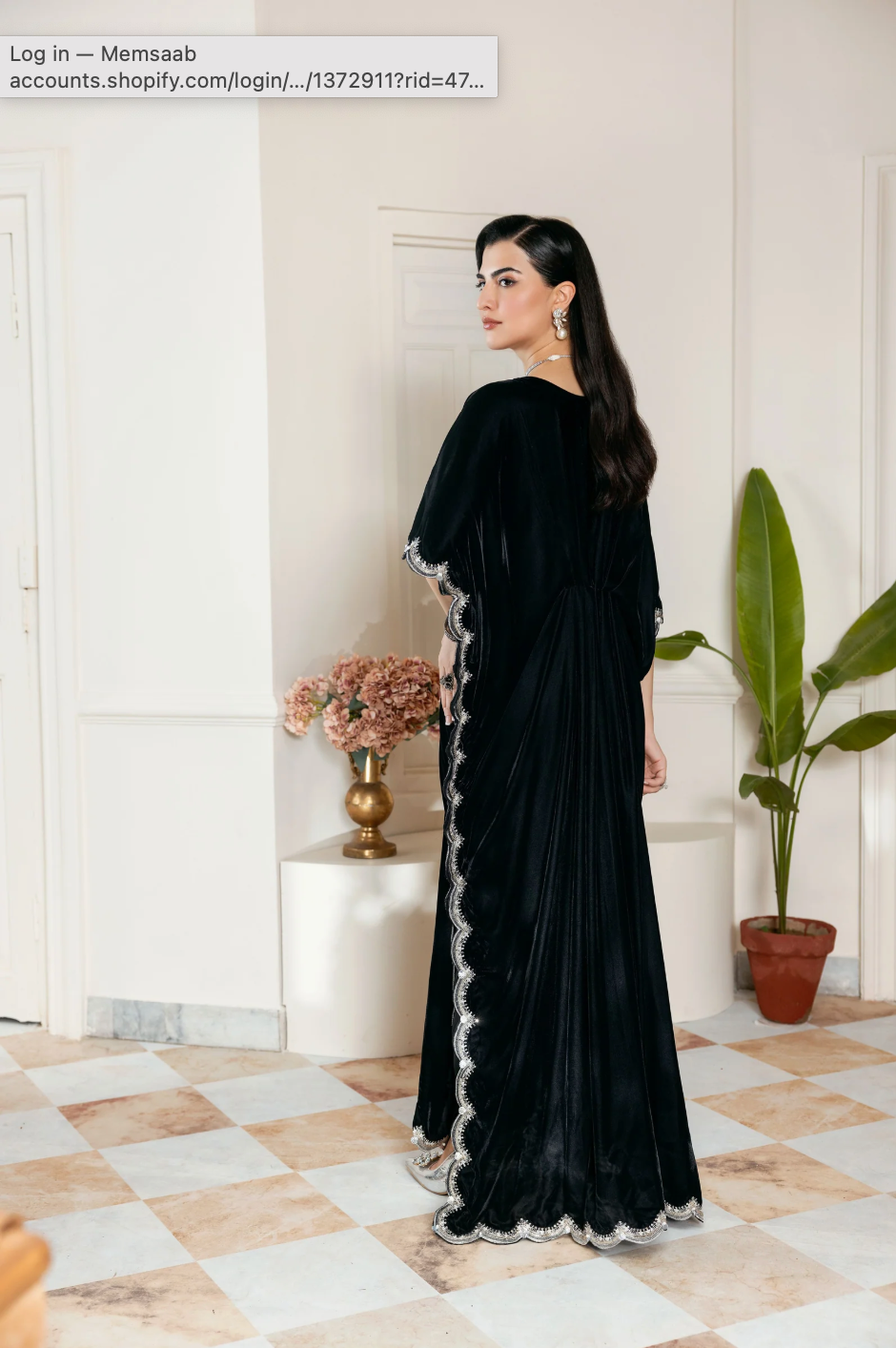 AIN-201 Ain Luxury Velvet Poocho - Memsaab Online