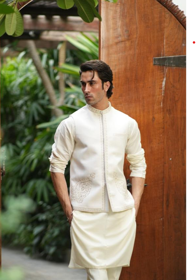 W-2960- Readymade Maysori Fabric Full Embroidery Waistcoat - Memsaab Online