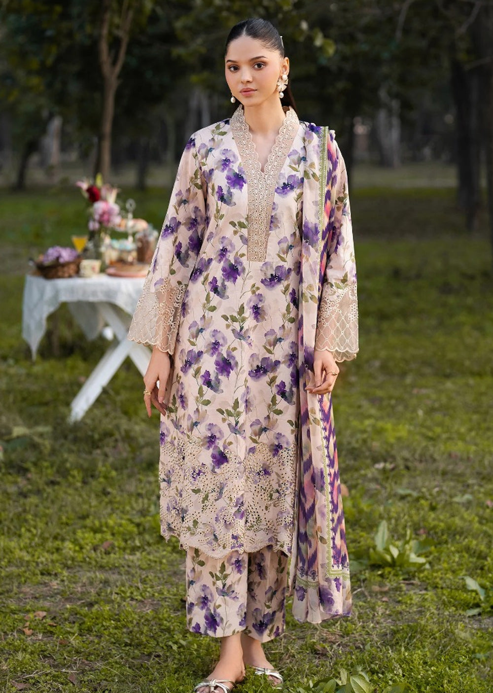 GNT-5007 - Levander Garnet - Readymade 3 Piece Silk Suit - Memsaab Online