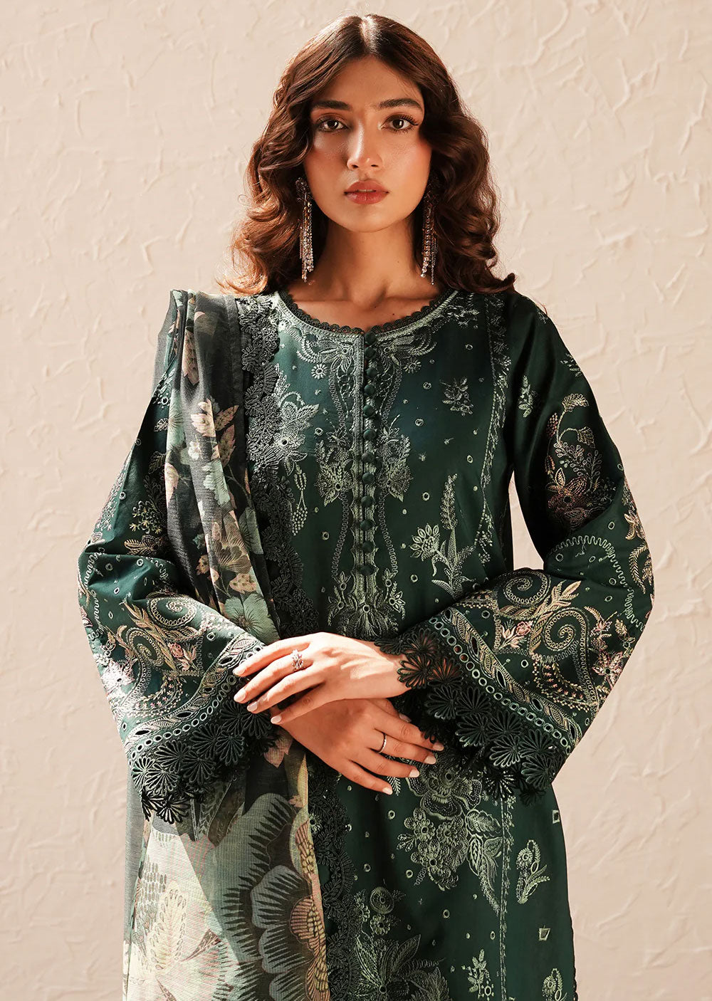 AYL24-07 - Viridian - Unstitched - Festive Chickenkari Lawn Collection 2024 - Memsaab Online