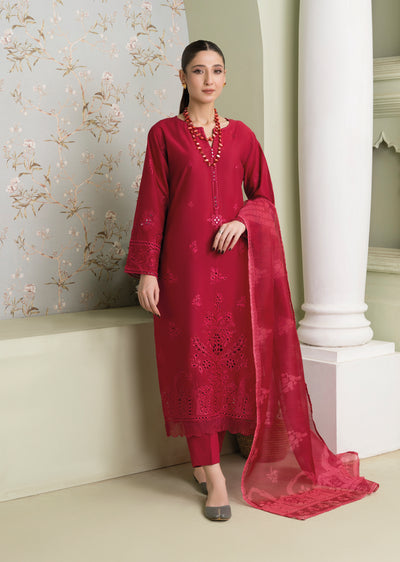 MSBMT-17 - Vanzila - Red Readymade Outfit - 3 Piece Suit 2025 - Memsaab Online