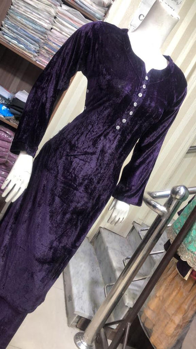 BP1203 Purple Readymade 2 piece Velvet Suit - Memsaab Online