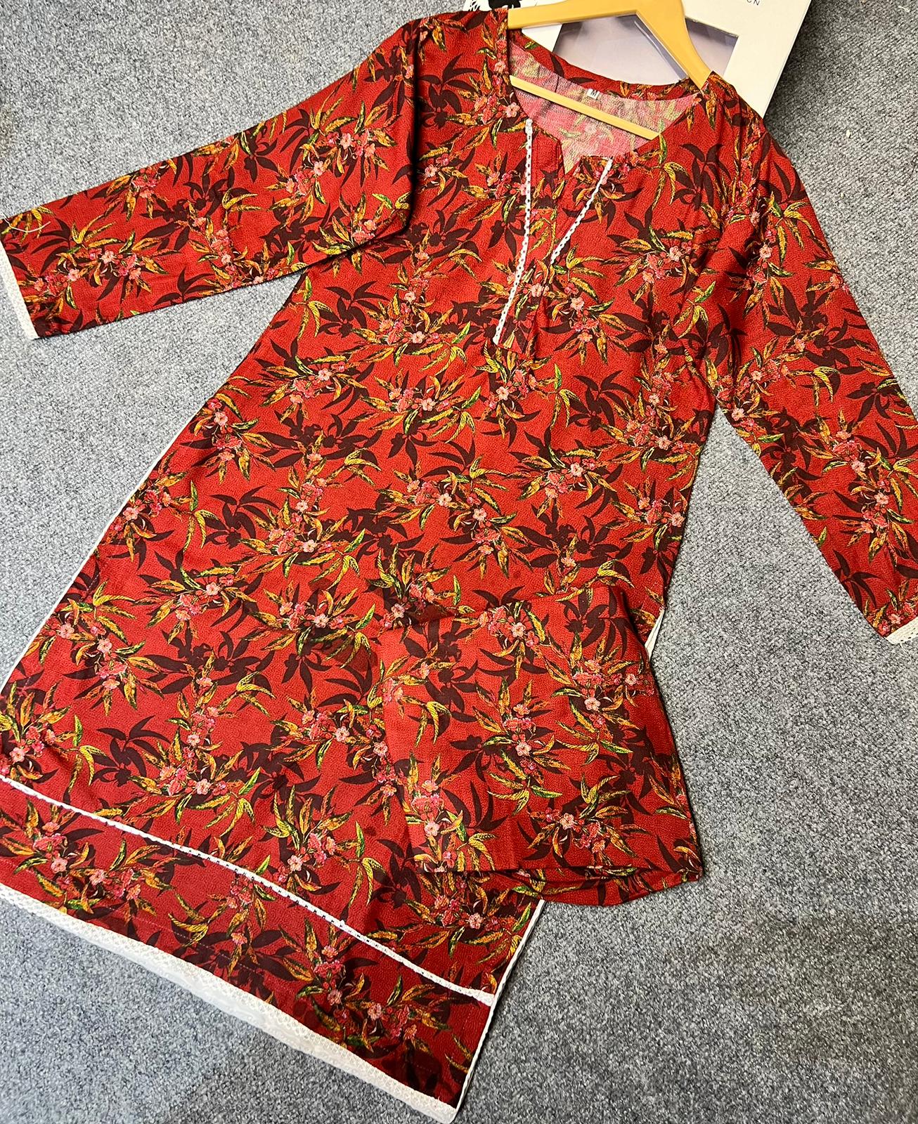 ASK411 Readymade 2 Piece Winter Dhanak Co-ord - Memsaab Online