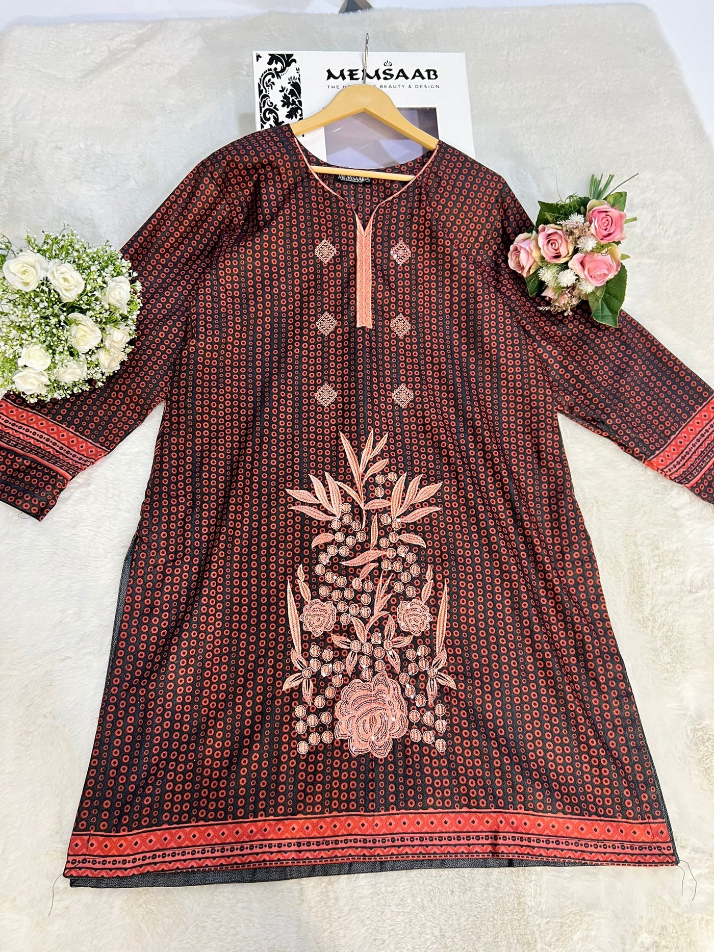 AMT45013- Readymade Winter Dhanak Kurti - Memsaab Online