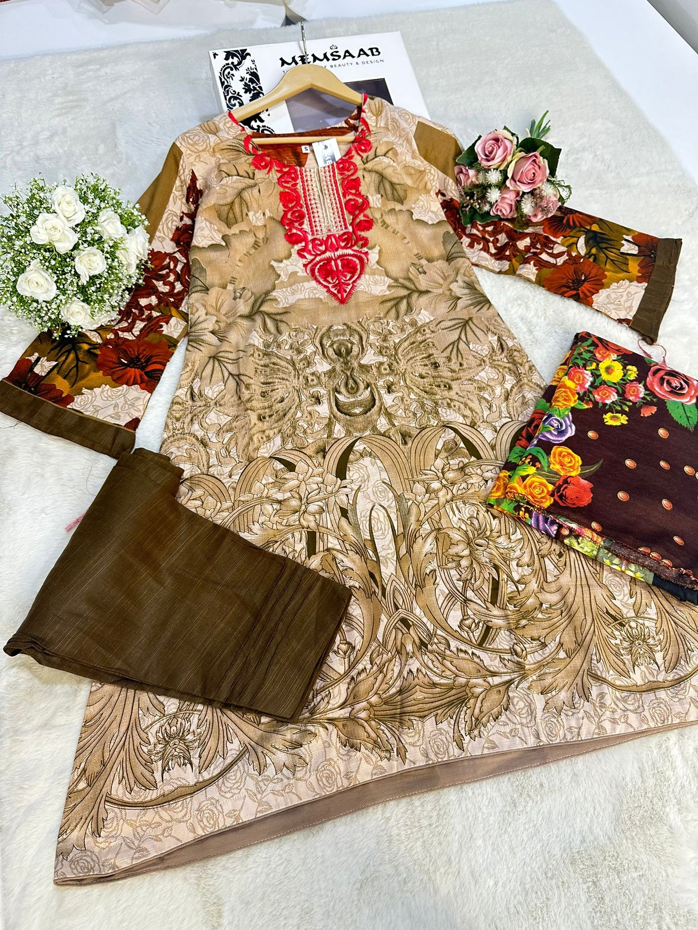 AMT44009 Winter Khaddar Shawl Suit - Memsaab Online