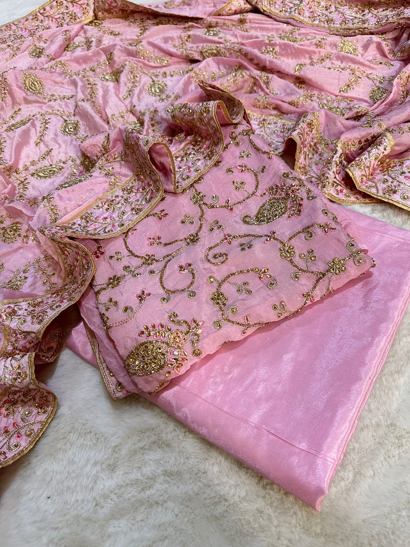 OP7808 Pink - Unstitched Suit - Memsaab Online