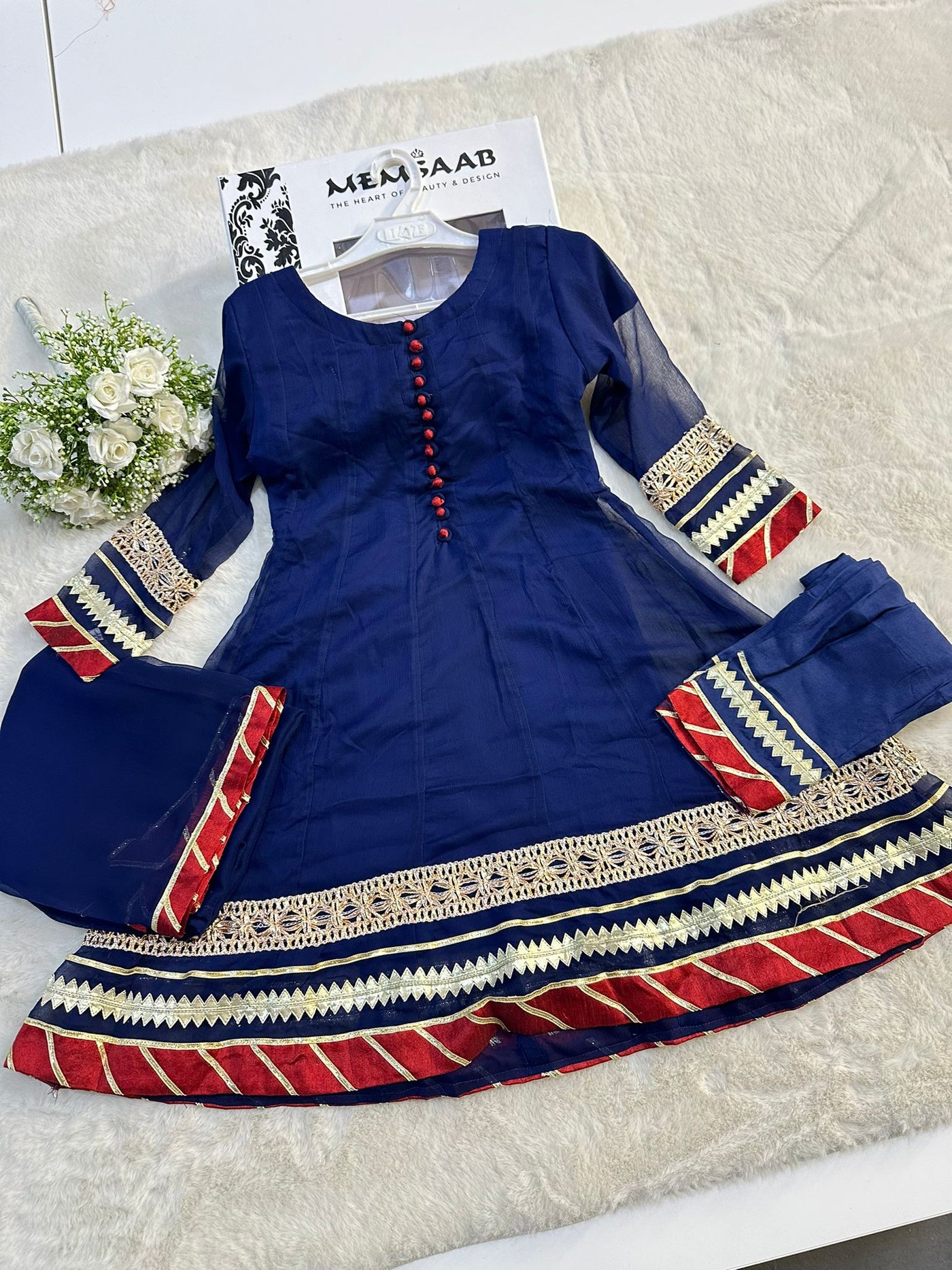 MR1301 Navy Readymade Dress - Memsaab Online