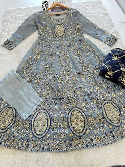SHAZ6505 Grey Readymade Dress - Memsaab Online