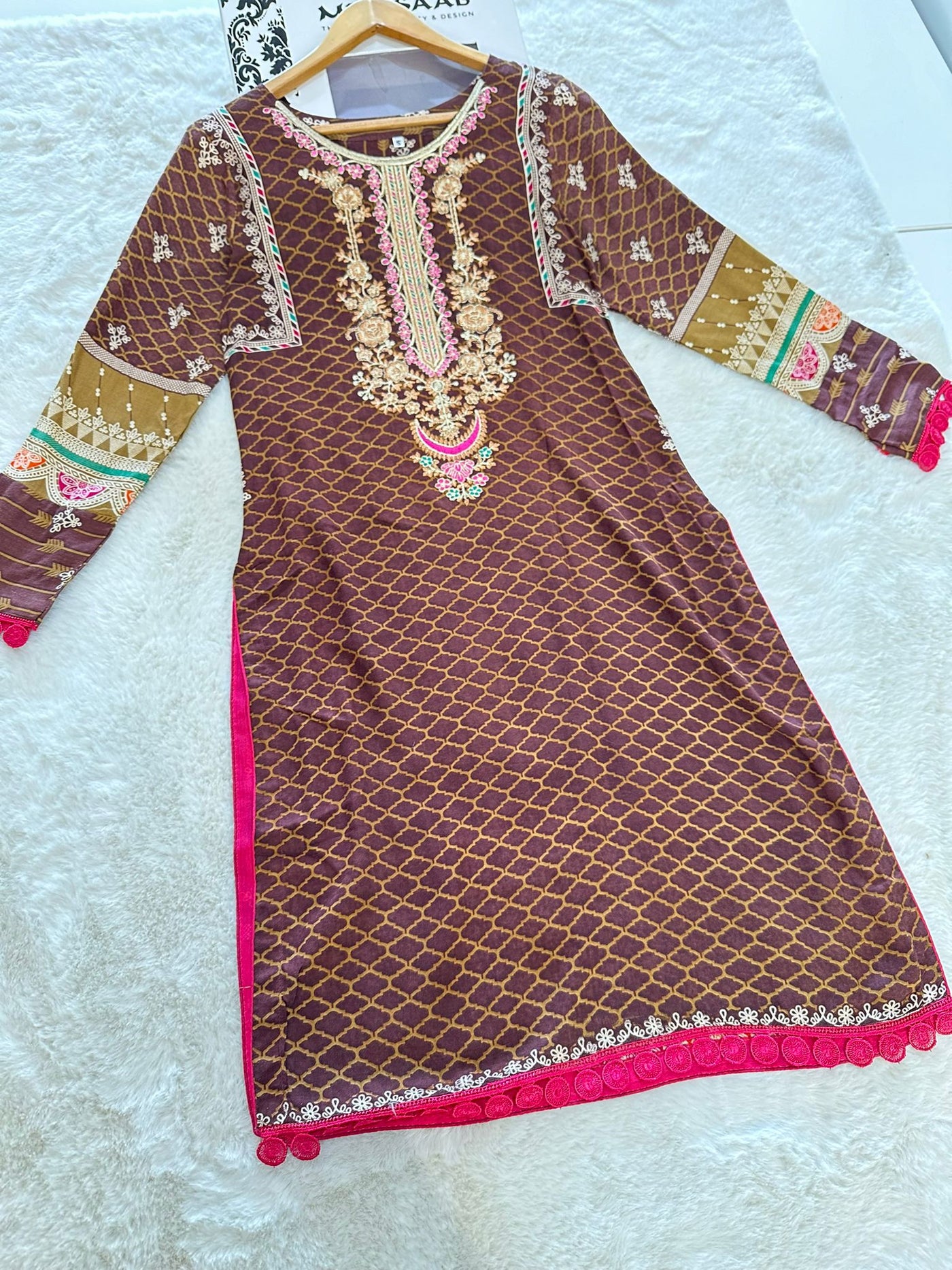 AMT45114- Readymade Winter Dhanak Kurti - Memsaab Online