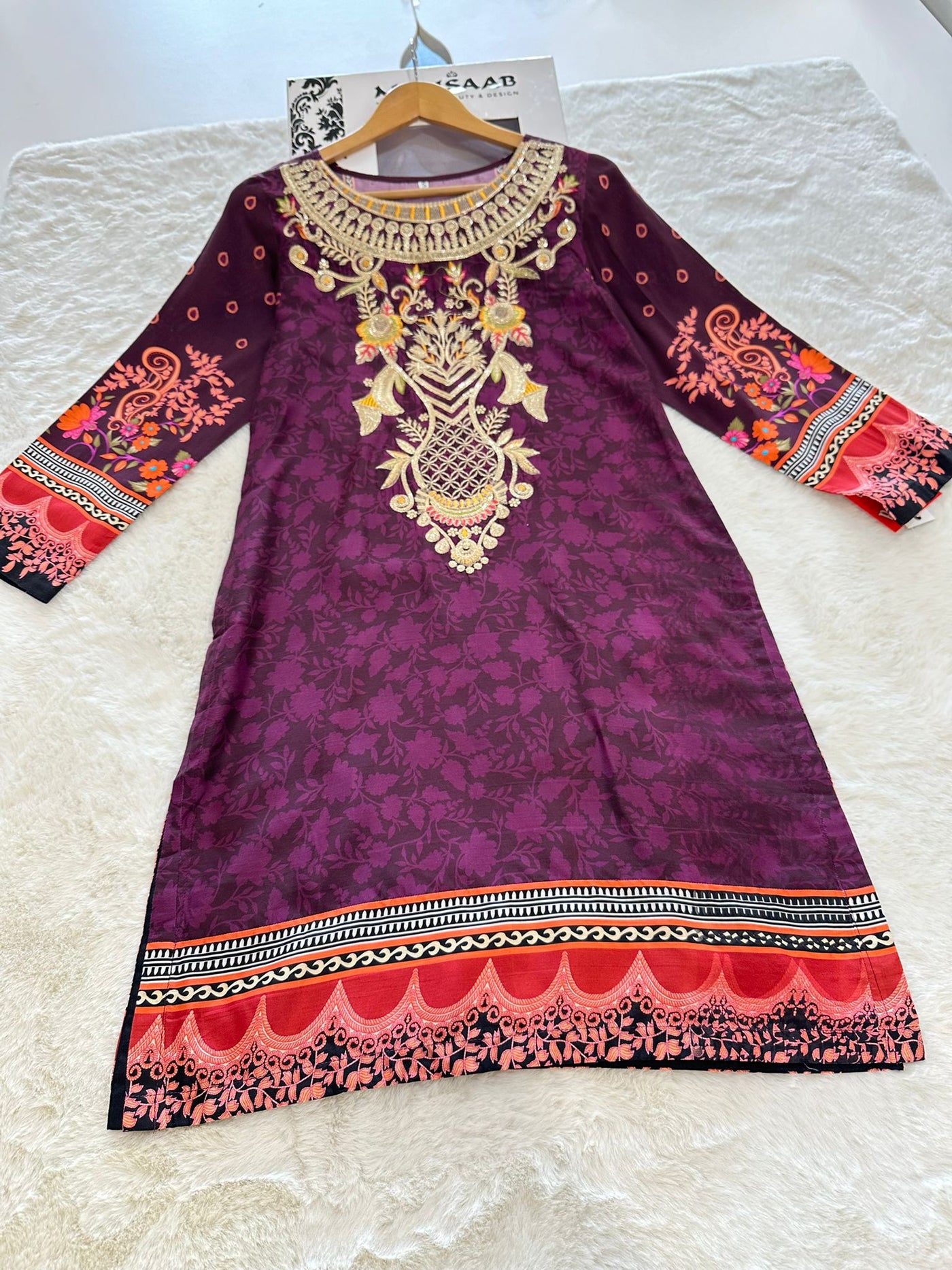 ZA577 Readymade Purple Kurti - Memsaab Online