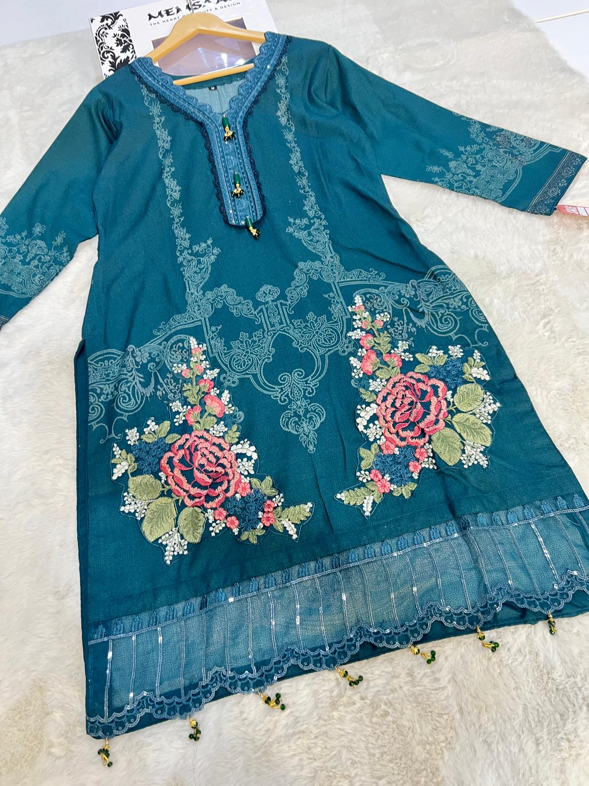 AMT45112- Readymade Winter Dhanak Kurti - Memsaab Online