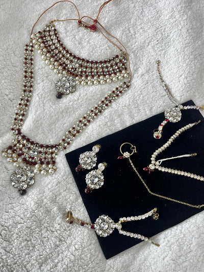 JBM16 Maroon Necklace set - Memsaab Online