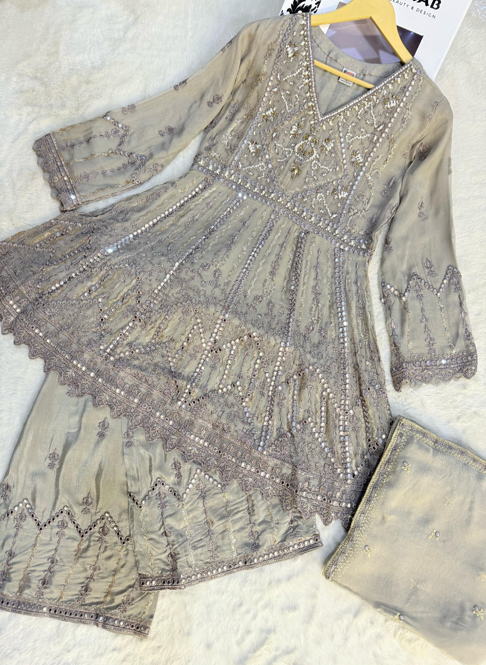 PS0790 Readymade Grey Chiffon Dress - Memsaab Online