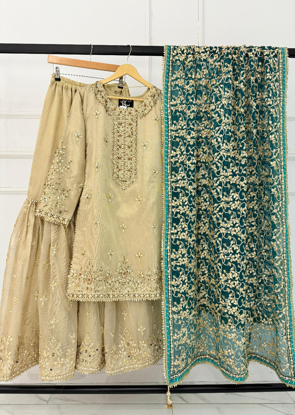 SRB3235 - Gold/Green - Sehrish B Design 2025 - Memsaab Online