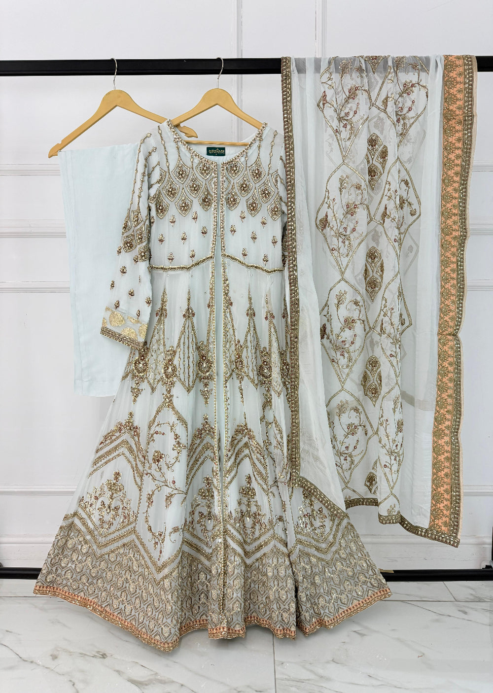 MARW-1601- Light Sky - Readymade Wedding Wear Outfit - Memsaab Online