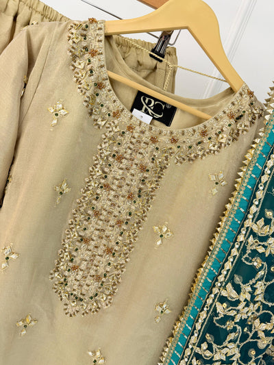 SRB3235 - Gold/Green - Sehrish B Design 2025 - Memsaab Online