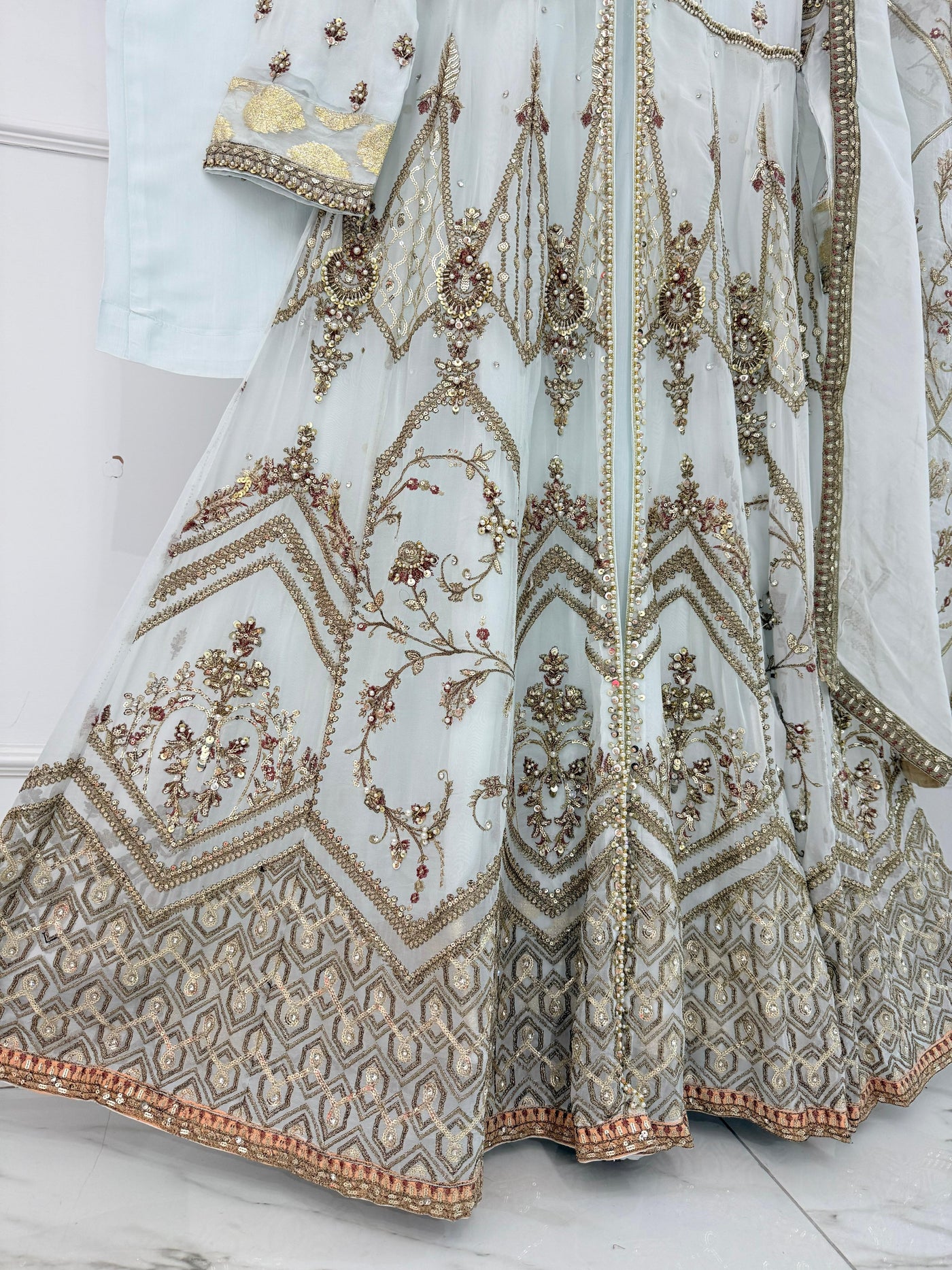 MARW-1601- Light Sky - Readymade Wedding Wear Outfit - Memsaab Online