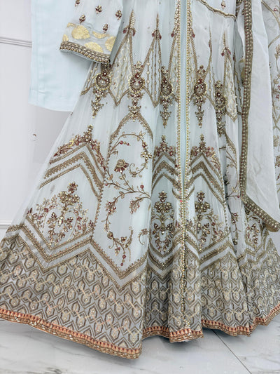 MARW-1601- Light Sky - Readymade Wedding Wear Outfit - Memsaab Online