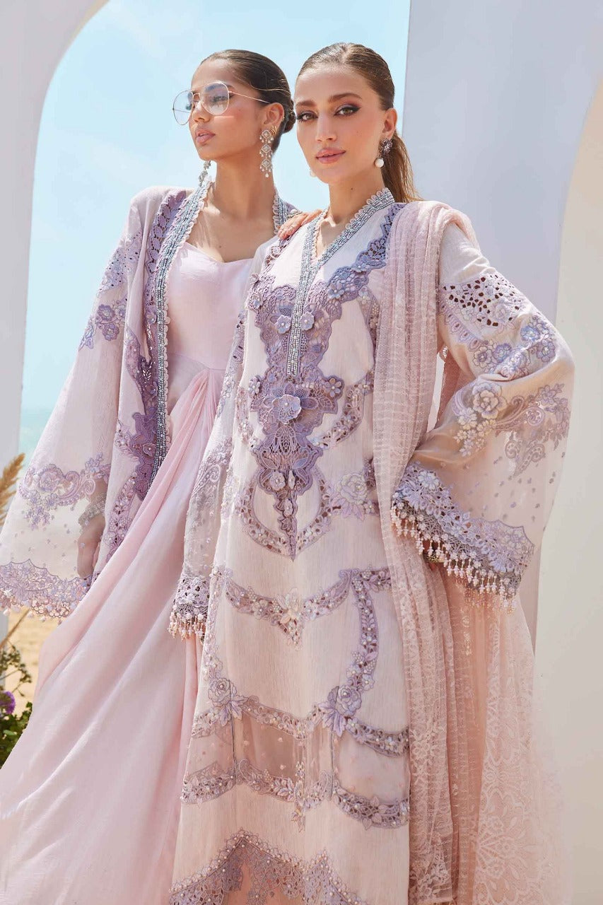 MBEL-02-D-Unstitched Embroidered Lawn Suit Maria B 2025 - Memsaab Online
