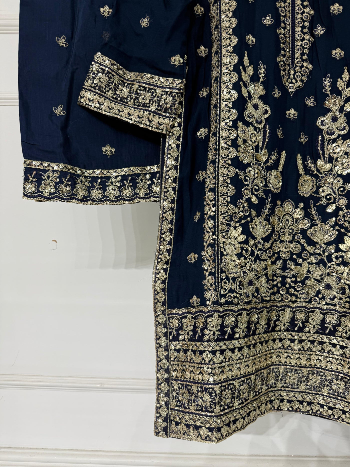 PS-1134 - Navy Blue - Readymade Chiffon Suit 2025 - Memsaab Online