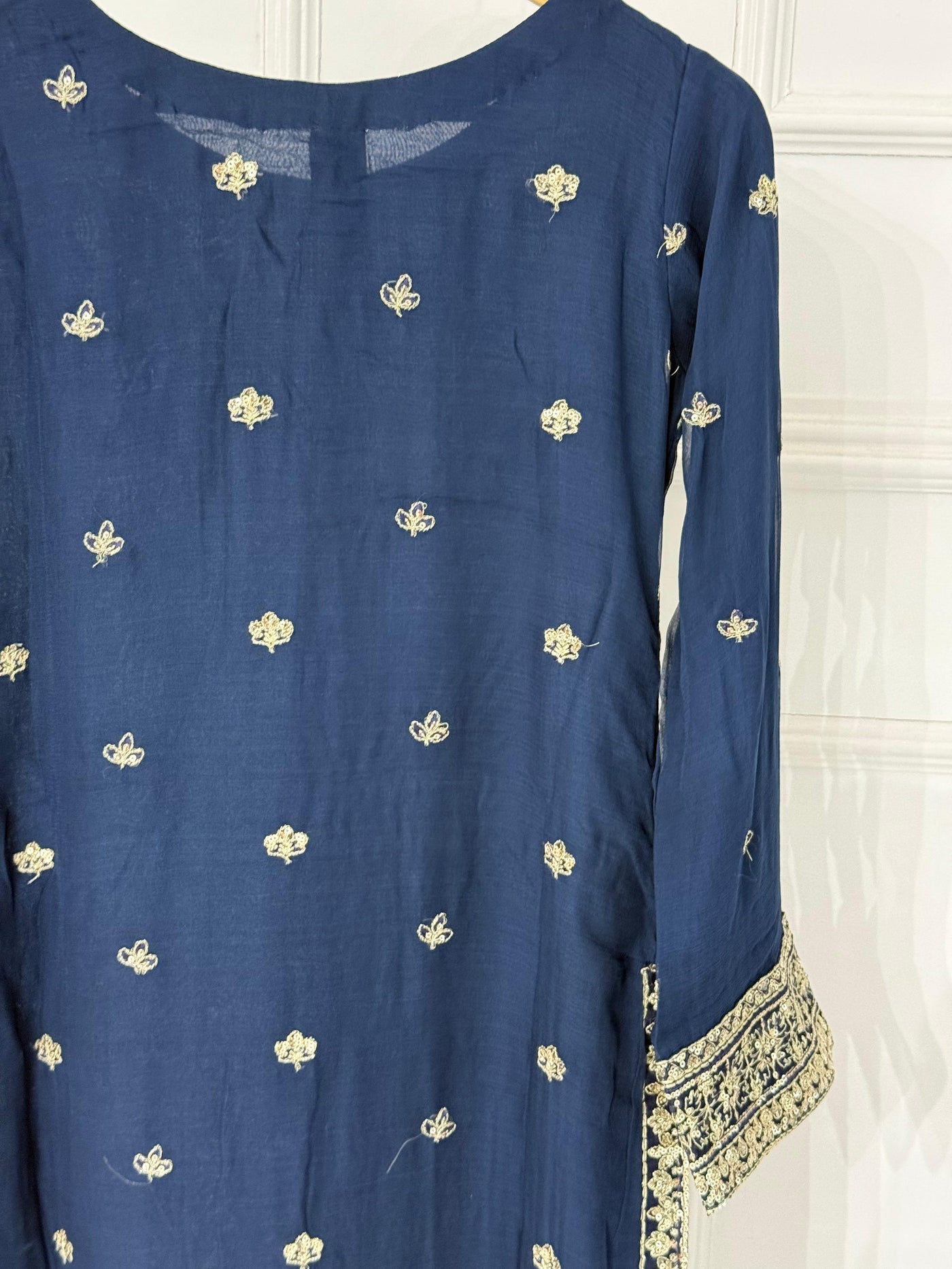 PS-1134 - Navy Blue - Readymade Chiffon Suit 2025 - Memsaab Online
