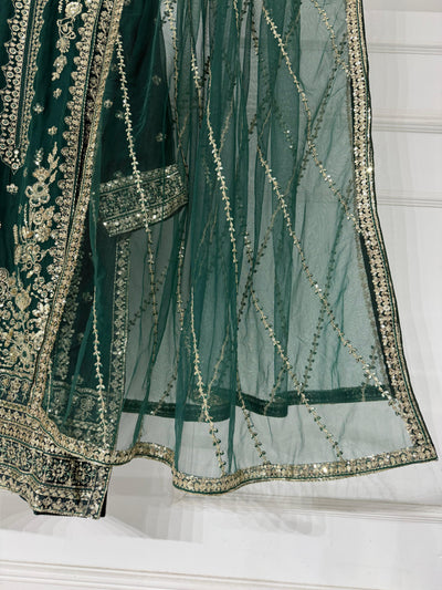 PS-1134 - Green - Readymade Chiffon Suit 2025 - Memsaab Online