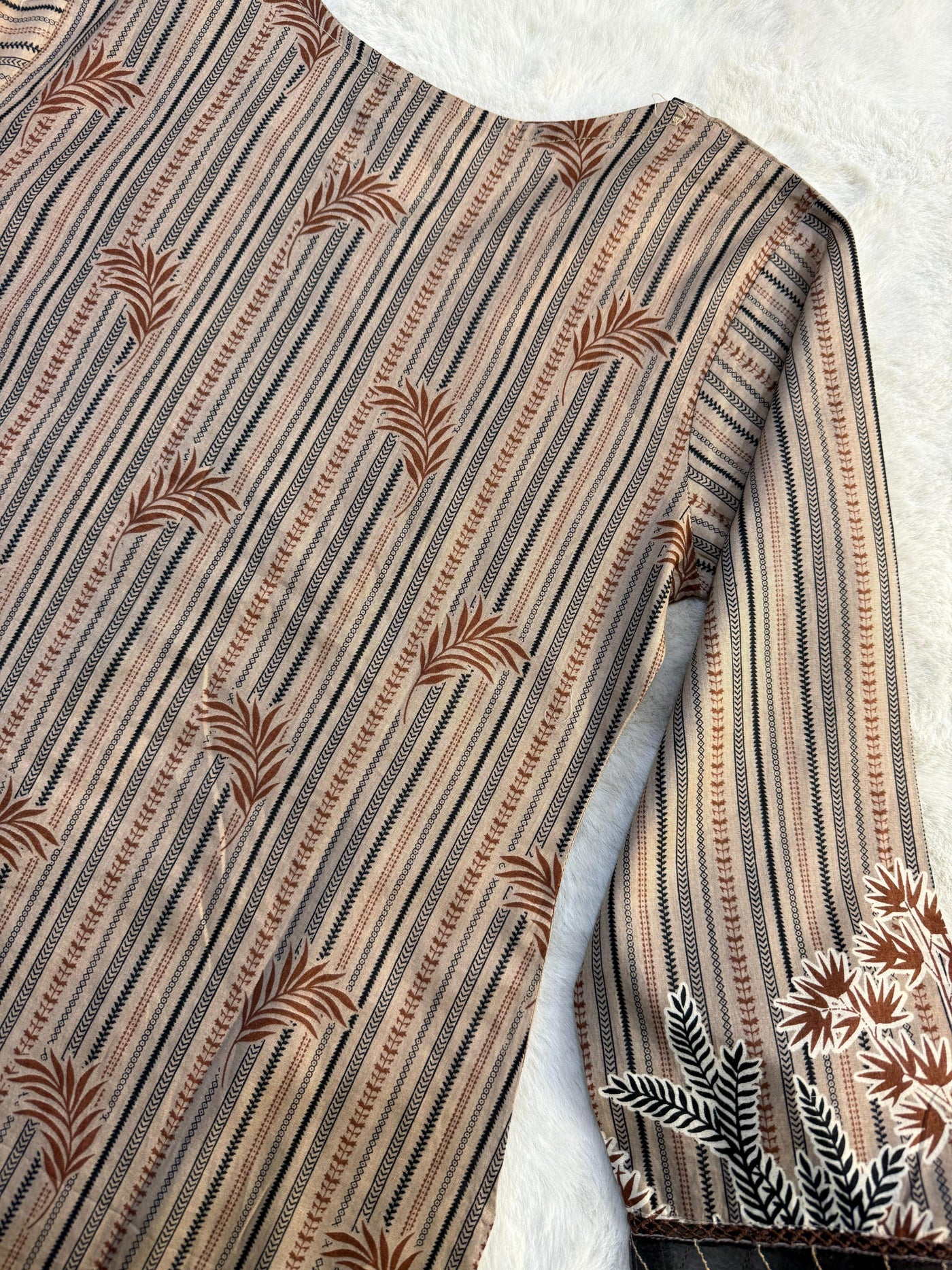 MDNA-12 - Light Brown Embroidered Lawn Outfit - Memsaab Online