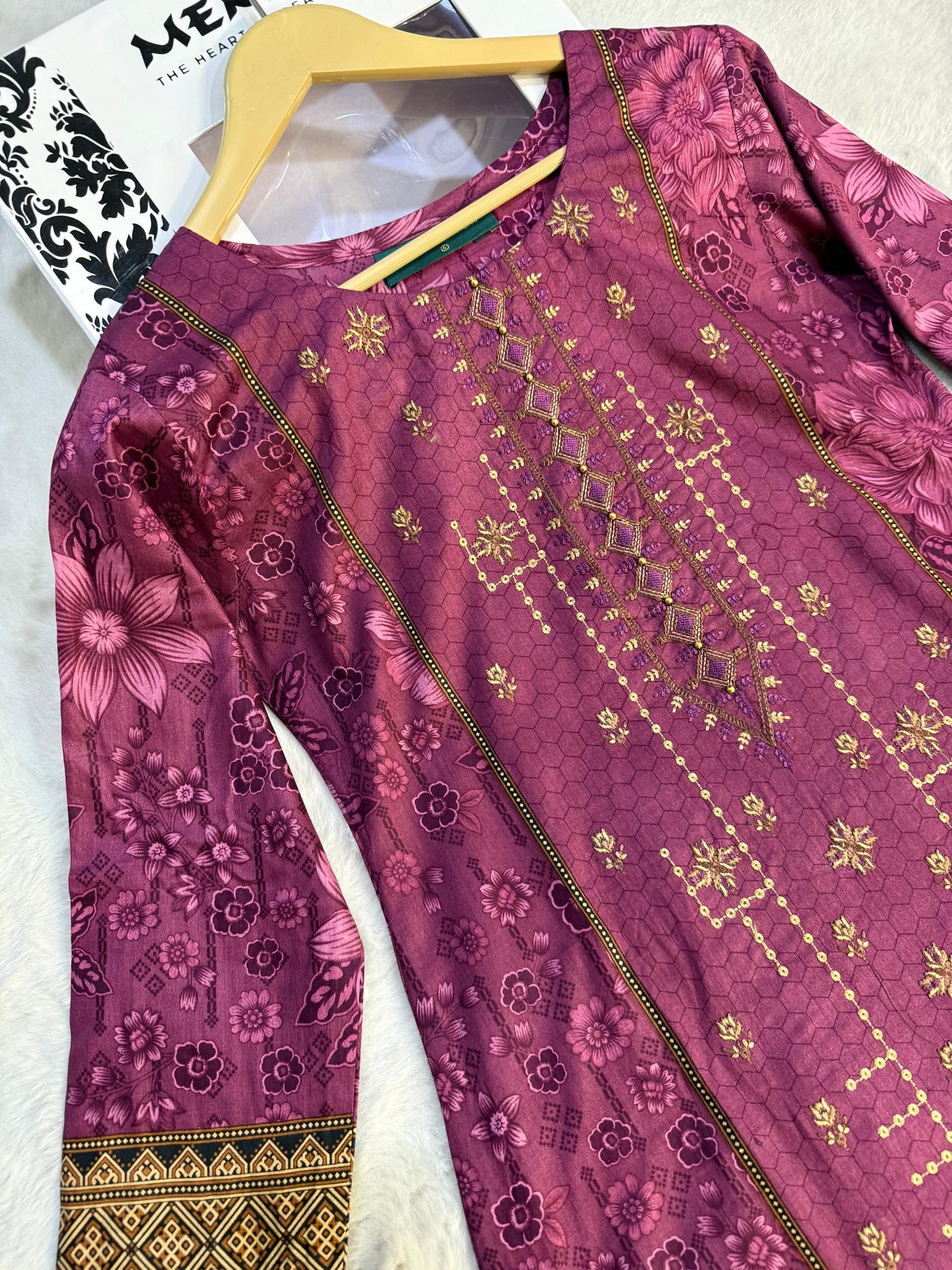 MDNA-13 - Purple Embroidered Lawn Outfit - Memsaab Online