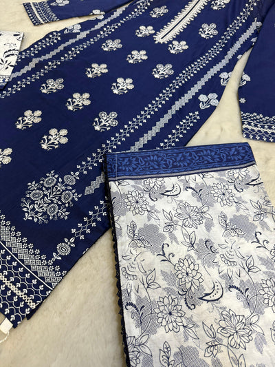MDNA-02 - Blue Embroidered Lawn Outfit - Memsaab Online